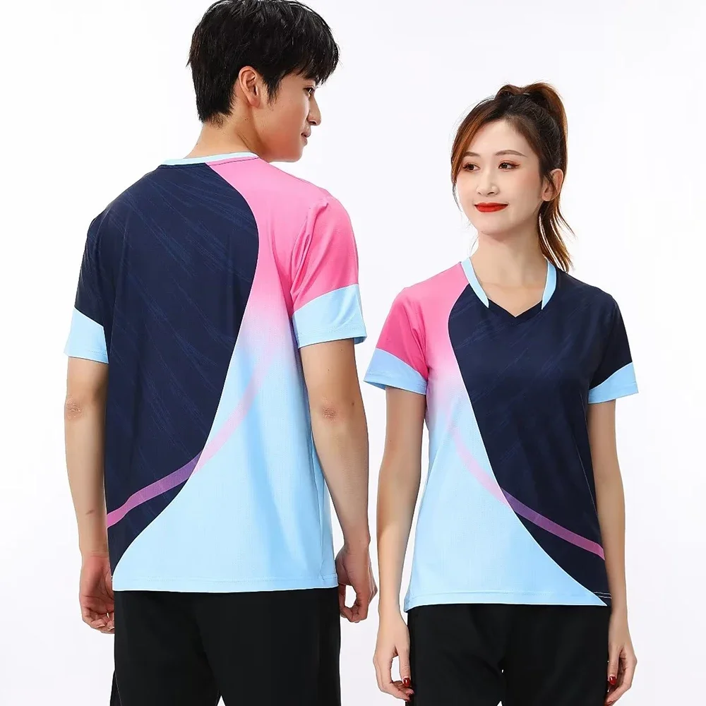 Couple Badminton Shirt Tops Quick-dry Tennis Ping Pong Training Uniform 2023 New Arrival Summer Print Table Tennis Jersey Cloth