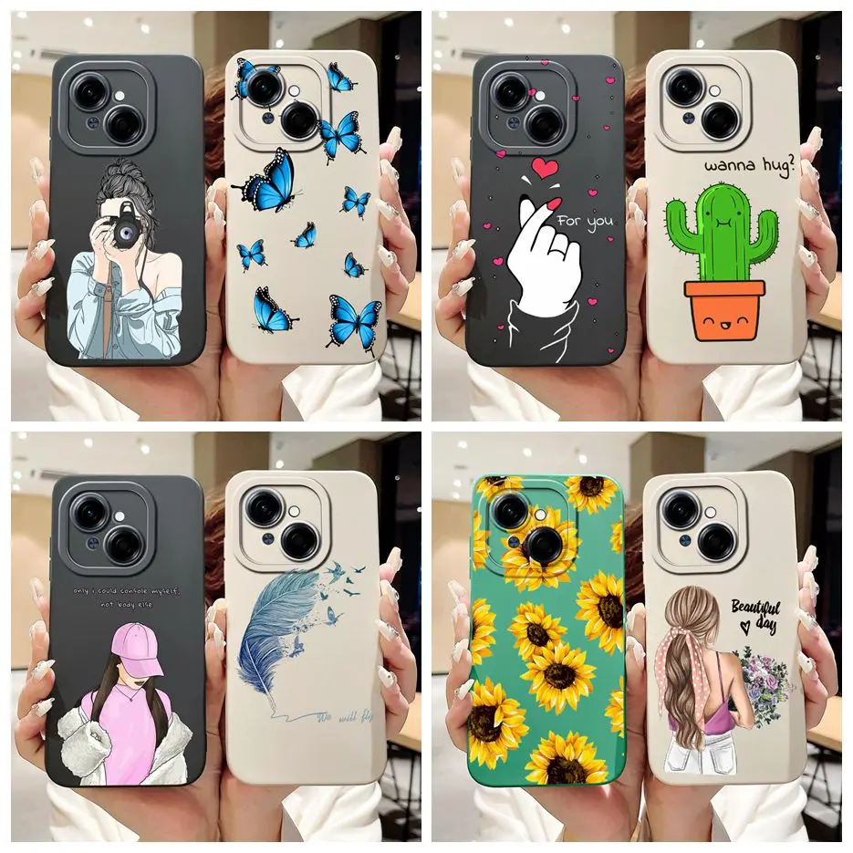 For Tecno Spark Go 2025 Case Spark Go1 Stylish Sunflower Pretty Girls Cover Soft TPU Phone Case For Tecno Spark Go 1 Pop9 Bumper