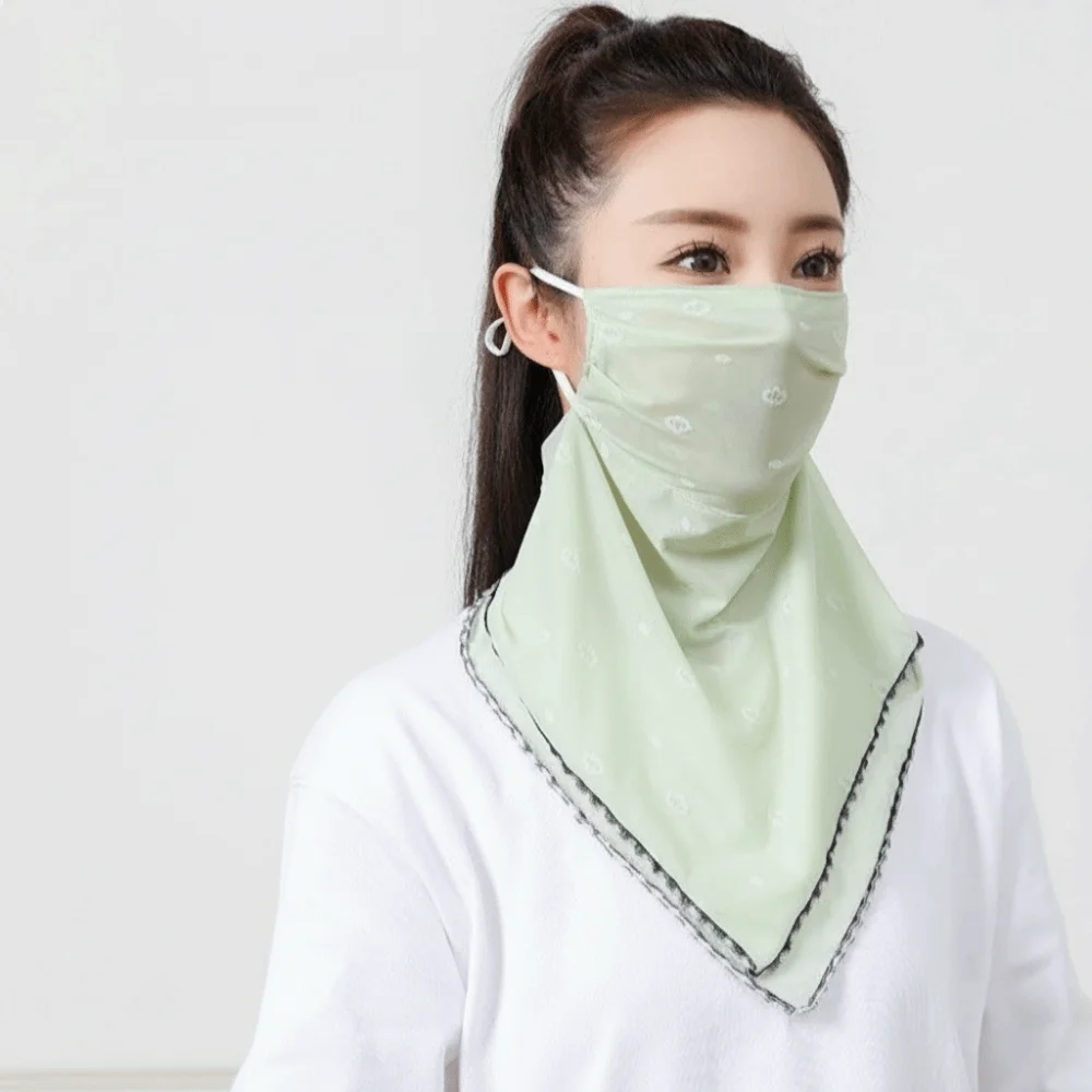 

Fashion Elastic Ice Silk Mask Lace Face Shield Sunscreen Veil Face Scarves Neck Scarf Face Cover Sports