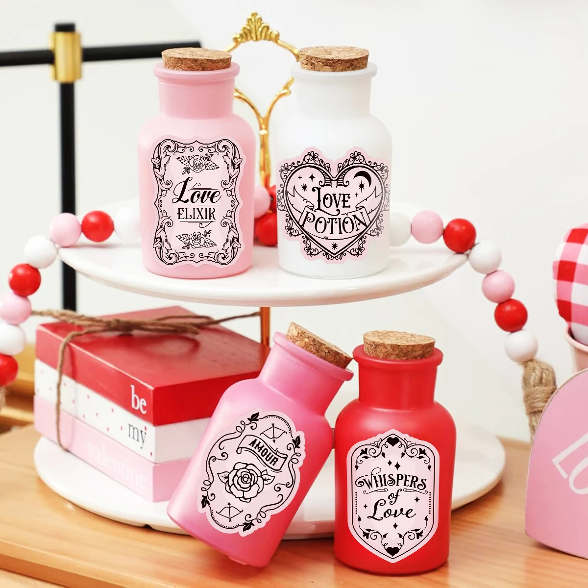 12pcs Valentine's Day Love-Themed Bottle Stickers,Romantic Wine Glass Labels,Party Decor,Diy Gifts Crafts,Home Bar Accessories