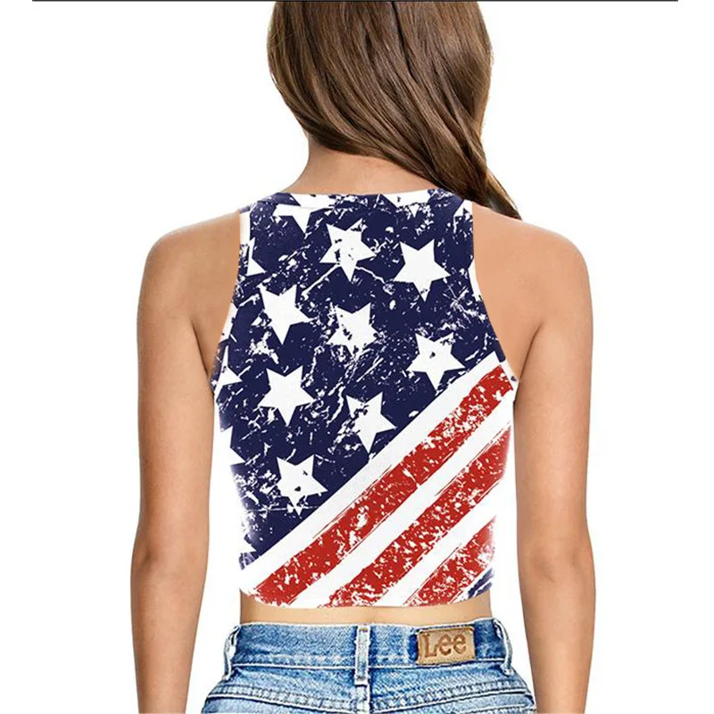 Summer American Flag Amazon Fashion New Outer Sleeveless Bottom Leisure Printed Camisole Tank Top Women