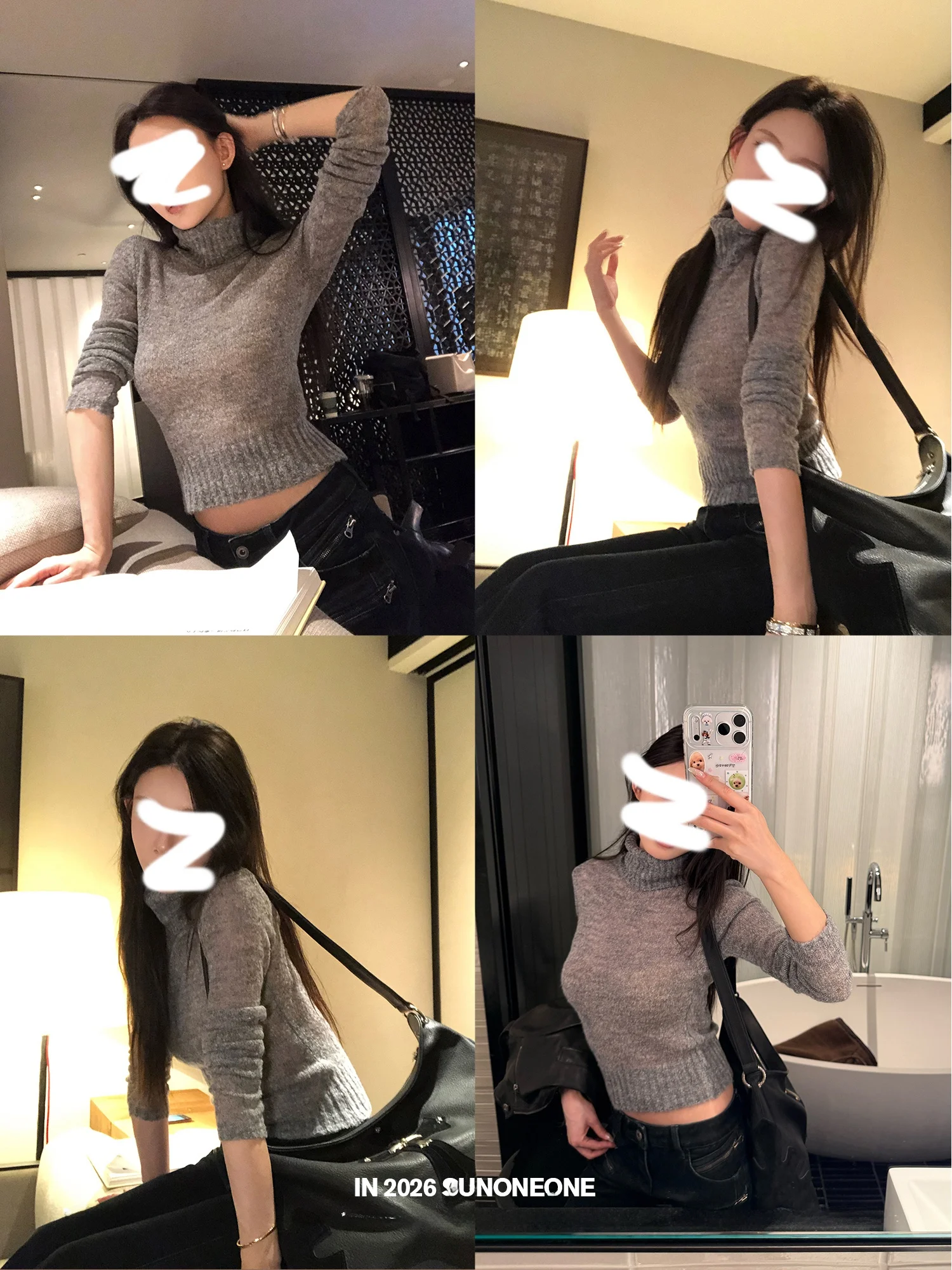 

SUONE High Neck Knitted Sweater Women's Winter Inner Wear Slim Fit Shoulder Width Wool Blend Long Sleeve Casual Top