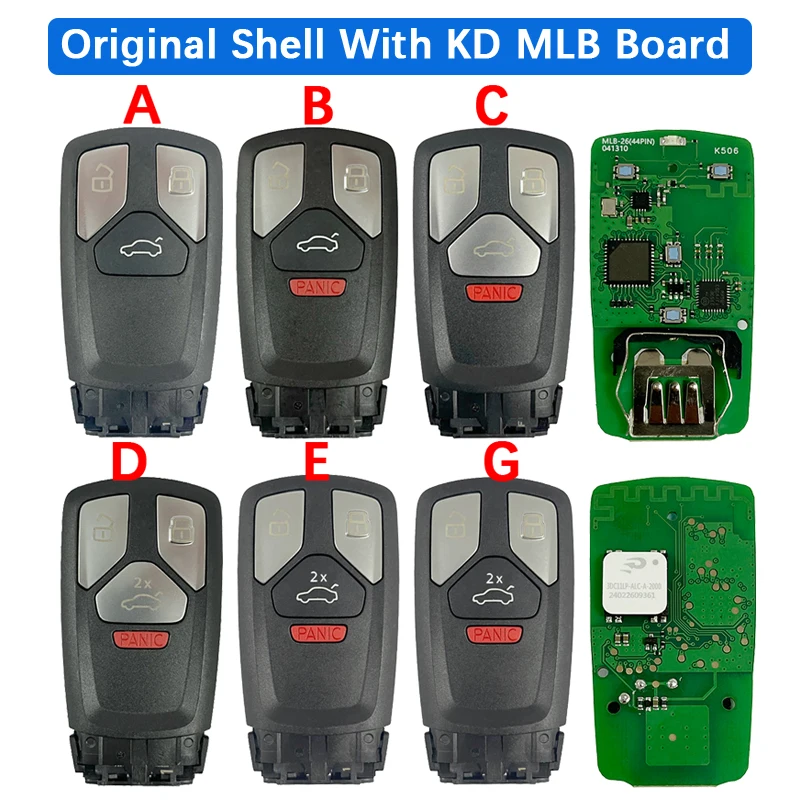 Carcasa de llave Original remota KD MLB-26 A4 MLB con tablero modelo 3/4 botones llave completa funciona con herramienta KYDZ VVDI MLB herramienta de llave VVDI2