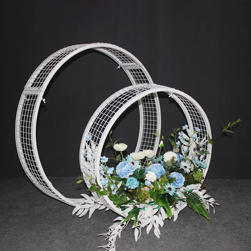 

Round Metal Grid Concentric Circle Wedding Backdrop Decor Road Lead Ornaments iron wrought Flower Stand Party Event Stage Layout