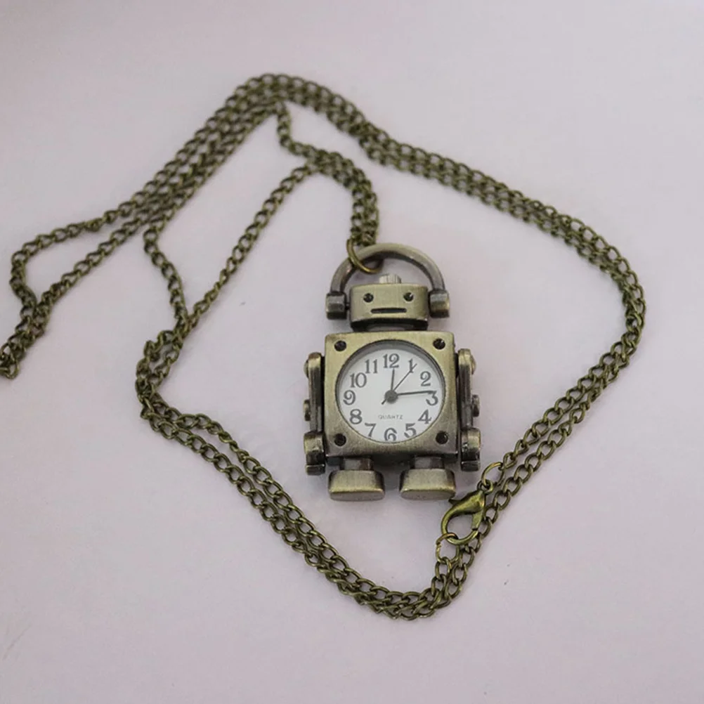 

Robot Shape Pocket Watch Necklace Compact Lightweight Portable Long Chain Vintage Robot Pocket Watch Gift