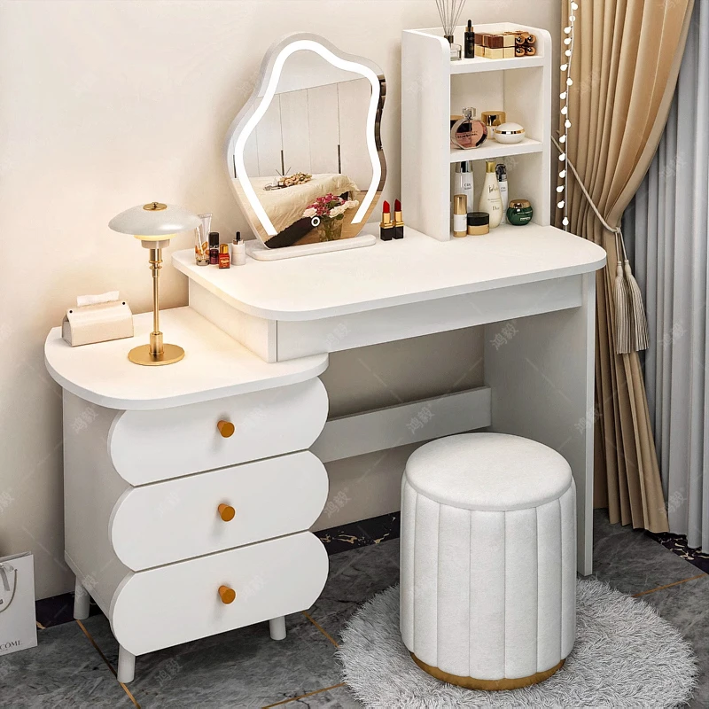 Tocador dormitorio estilo crema taburete moderno peinado con espejo cómoda tocador peinado tocador