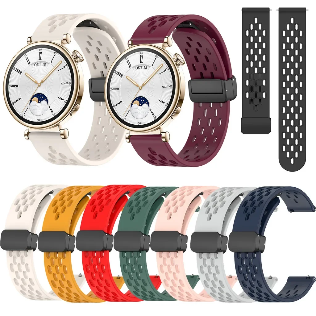 

Силиконовый ремешок с магнитной пряжкой для Huawei Watch GT5 GT3 GT4 SE GT2 GT2e Watch4 Watch3 Pro GT 2 3 4 5 2e 41 мм 42 мм 43 мм 46 мм