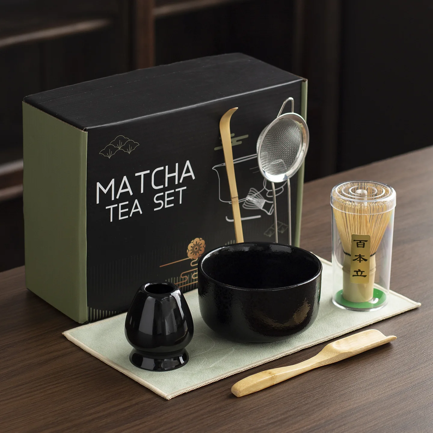 Chawan Matcha Bowl Japanese Ceramic Tea Whisk Utensils Point Set