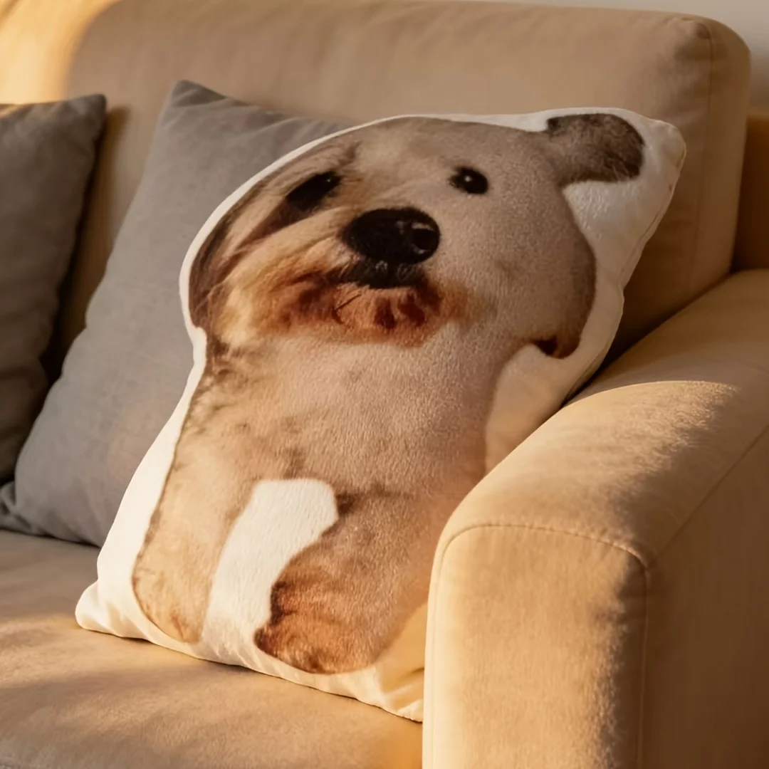 2D Custom Photo Shape Pillow Double Sided Print Upload Your Picture Personalized Pet Human Photo Cushion Memorial Home Decor Gif