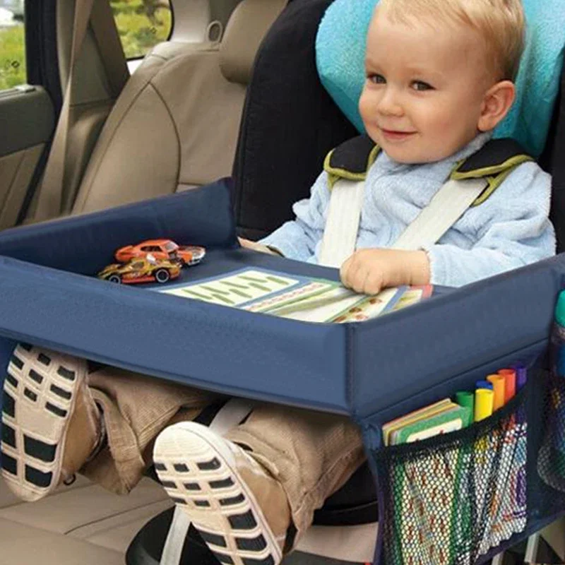 EAFC Portable Car Seat Baby Tray Stroller Kids Toy Food Water Holder Desk Waterproof Children Table For Car New Child Table Stor