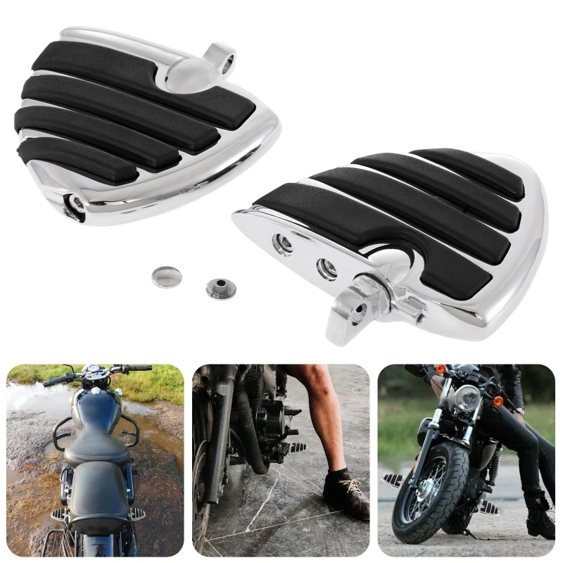 

2Pcs Motorcycle Footrests Chrome Wing Foot Pegs Motorbike Foot Rests (left & right)