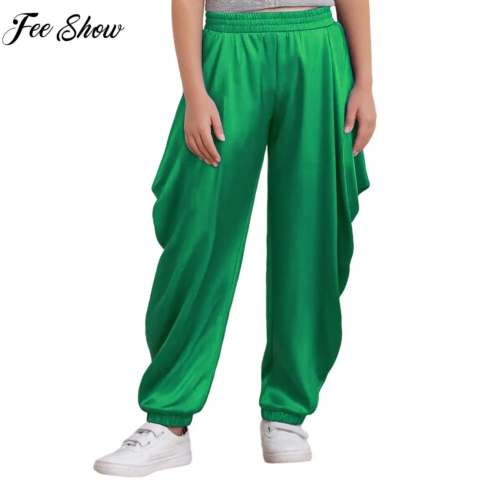 

Boys Satin Dhoti Pants Carnival Theme Party Costume Elastic Waistband Loose Baggy Trousers for Halloween Prince Cosplay Party