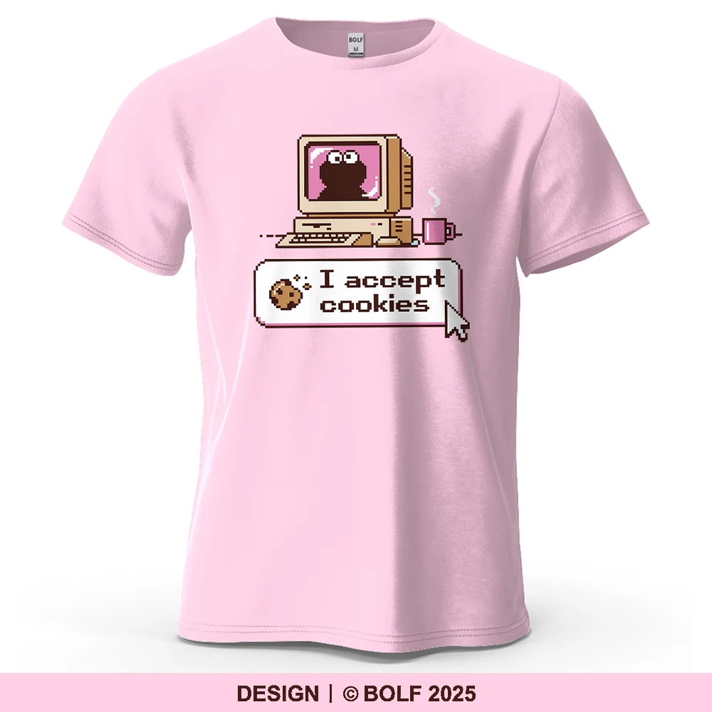 

Мужская футболка с игривым принтом «Я принимаем печенье», 100% хлопок, большие футболки с ретро-графикой для женщин, топы, уличная одежда
