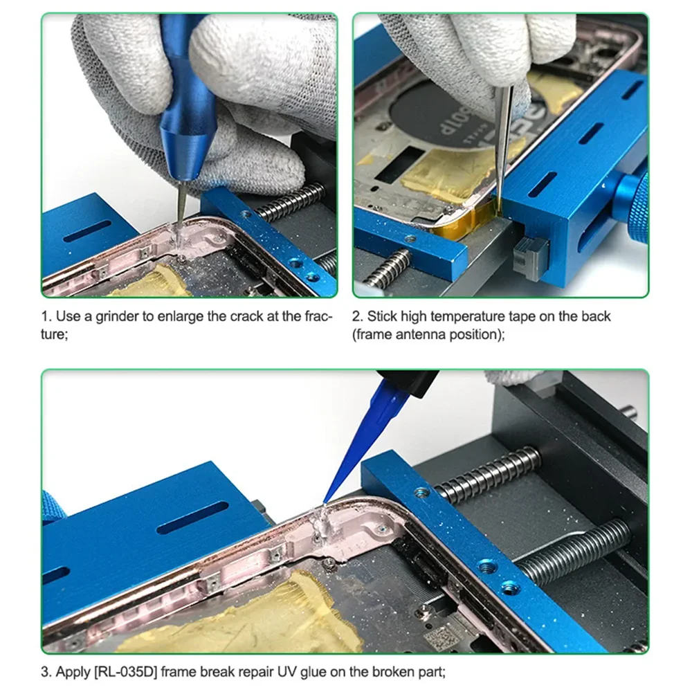 RELIFE RL-601P Multifunctional Mobile Middle Frame Corrector with RL-035D Broken Frame Repairing Adhesion for Phone Repair