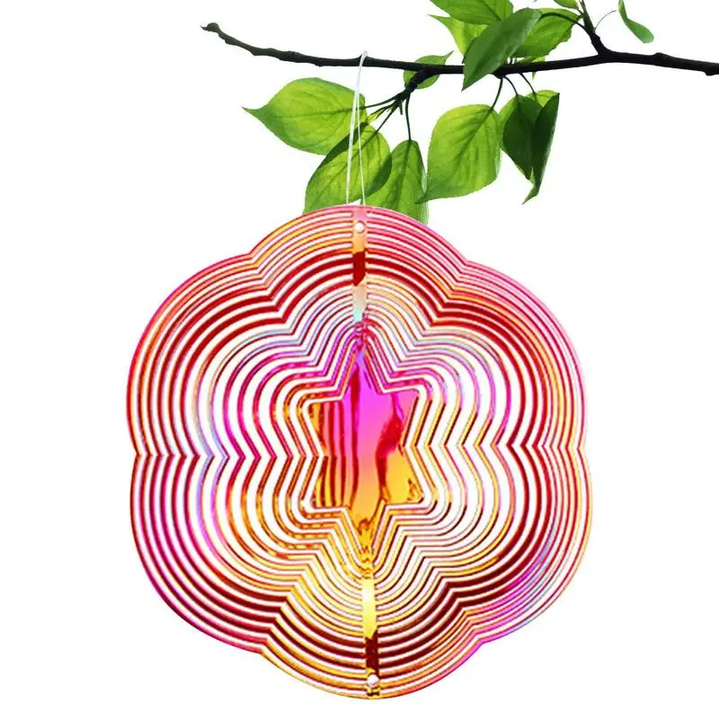 Hexagram Shiny ABS Wind Spinner 3D Wind Catcher Rotating Wind Chime Bell For Garden Balcony Home Hang Decoration Ornament Gift