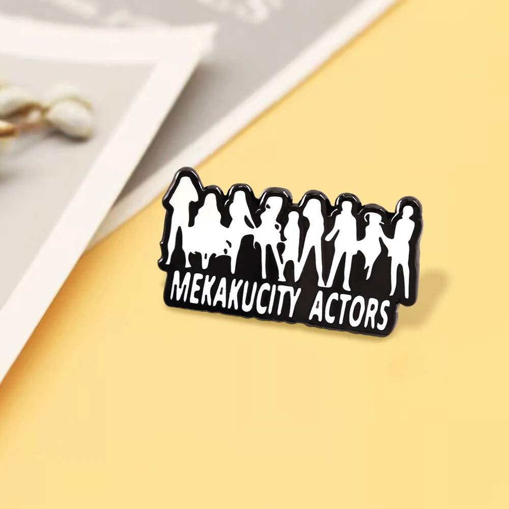 Cartoon Classic Anime Peripherie Emaille-Pin Mekakucity Schauspieler Kreative Charakter-Silhouette-Brosche Modische Kragen-Accessoires – Detail 5