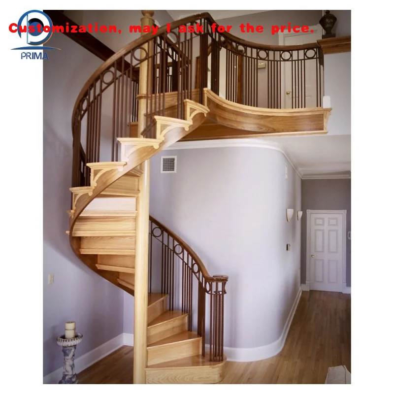 custom.PRIMA Hot Sell Modern Rotating Design Staircase Solid Wood Treads Carbon Fabricated Loft Staircase