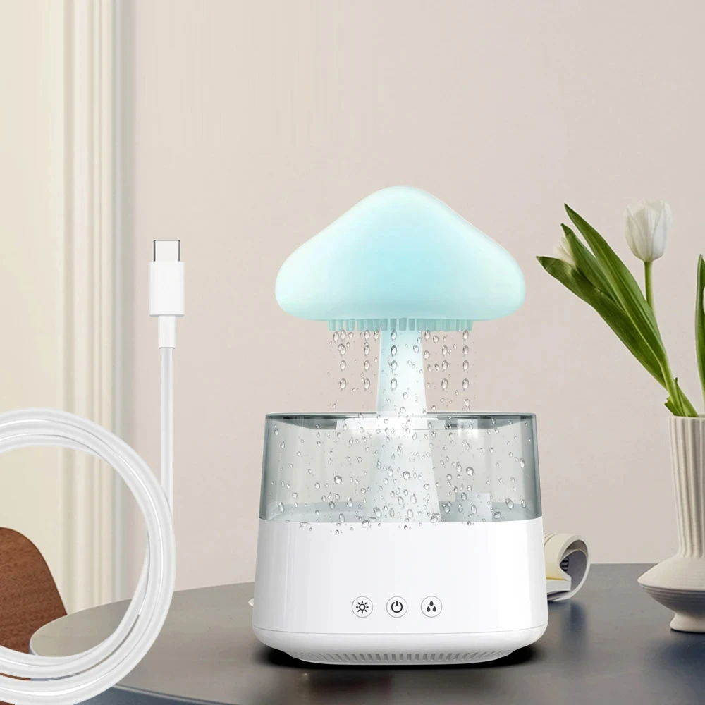 For Rain Cloud Water Drops Air Humidifier Diffuser Essential Oil Ultrasonic USB  Perfume Spray For Bedroom Car LED Lamps