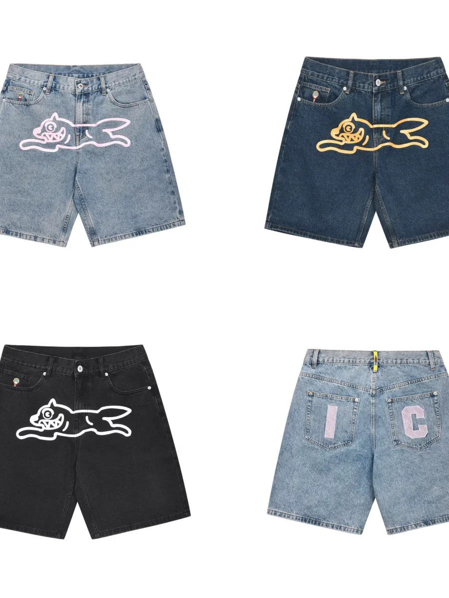 

Американские уличные джинсовые шорты BBC Icecr Heavyweight Waed Vintage Flng Dog Denim, повседневные, прямого кроя