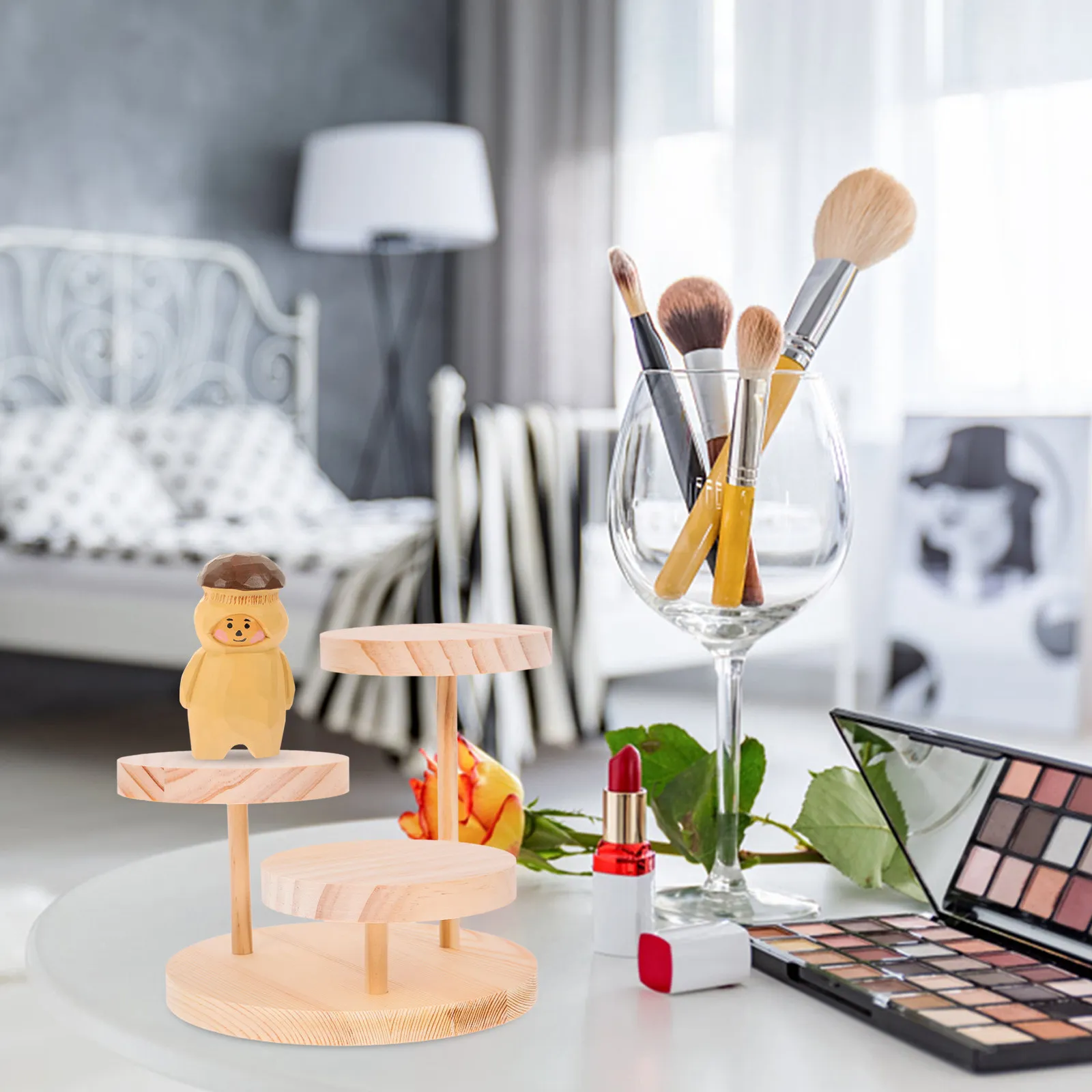 

Natural Wood 3-Tier Jewelry Display Stand Versatile Tiered Stand for Earrings Necklaces Bracelets Ornaments Retail Store Home