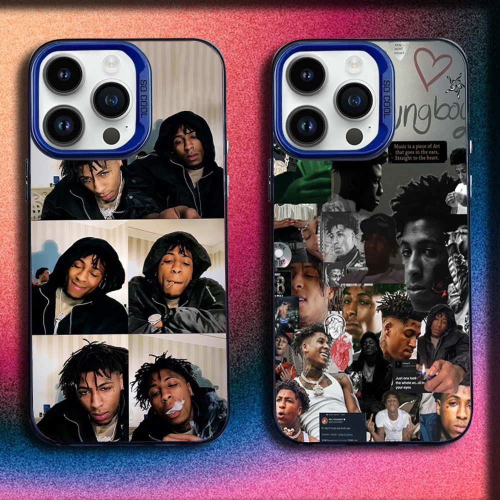 

Y-Youngboy Never Broke Again Phone Case For iPhone 16,15,14,13,12,11,Mini,Pro,SE,MAX Blue Matte Silicone Cover