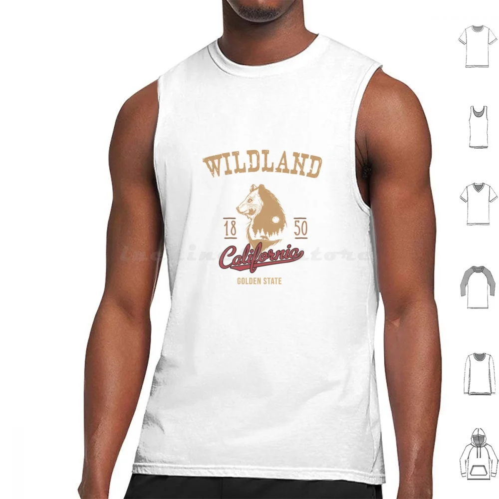 Wildland California Tank Tops Print Cotton California 1850 Bear Nature Outdoors Woods Wild Hiking