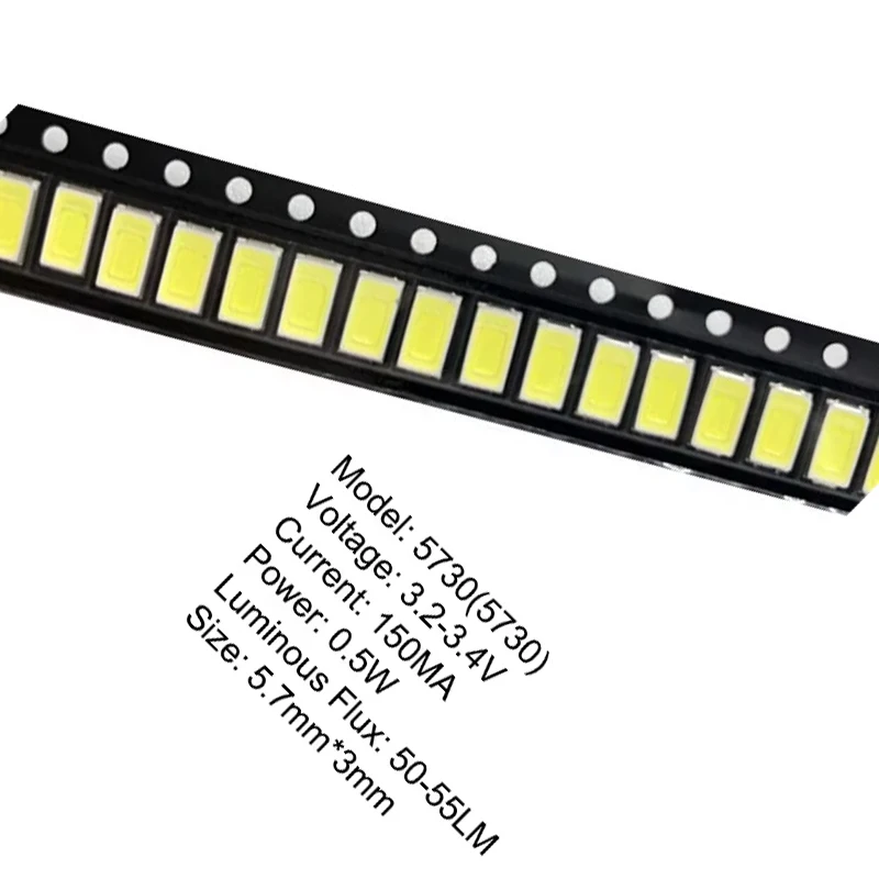 100pcs 5630/5730-CW/WW 0.5W-150Ma 50-55lm 6500K White SMD 5730 5630 LED 5730 Diode(3.2~3.4V) Light Strip