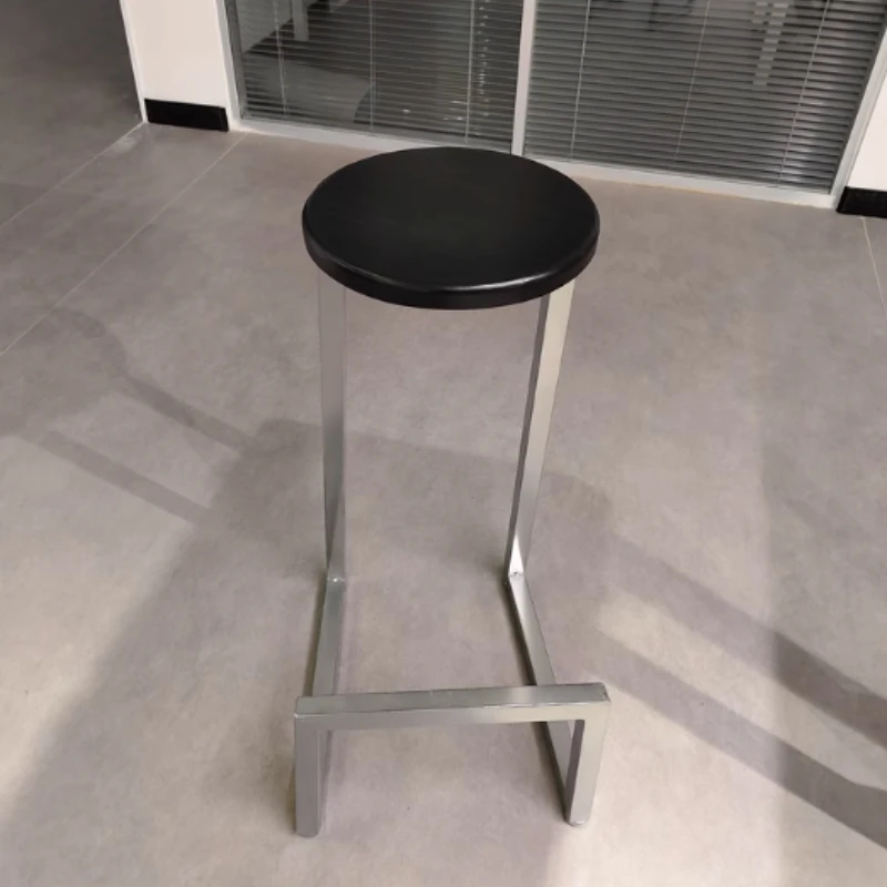 

Nordic Bar Stool, Wooden Round Home Stool, Bar Counter High Chair, Creative Iron Frame Chair, Modern Restaurant Cafe