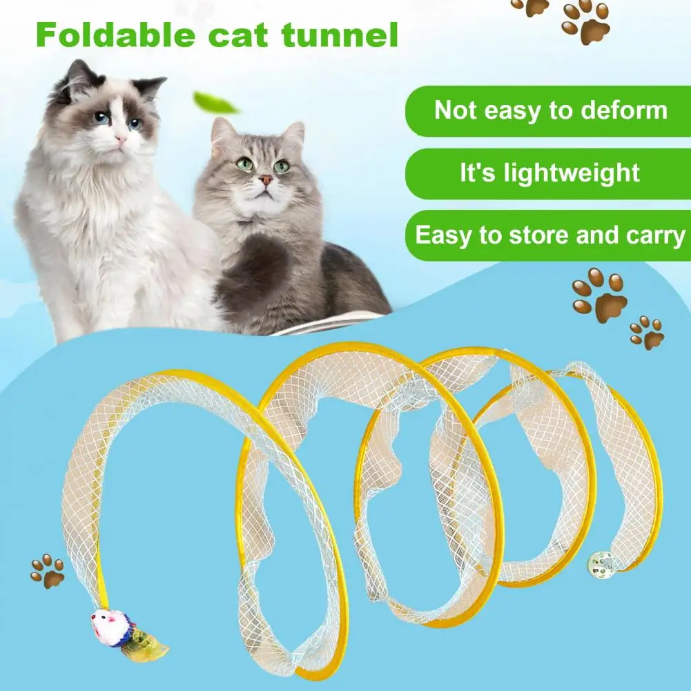 Self-play Cat Hunting Spiral Tunnel Toy S-shaped Foldable Cat Tunnel with Tassels Bells And Furry Balls Pet Accessories