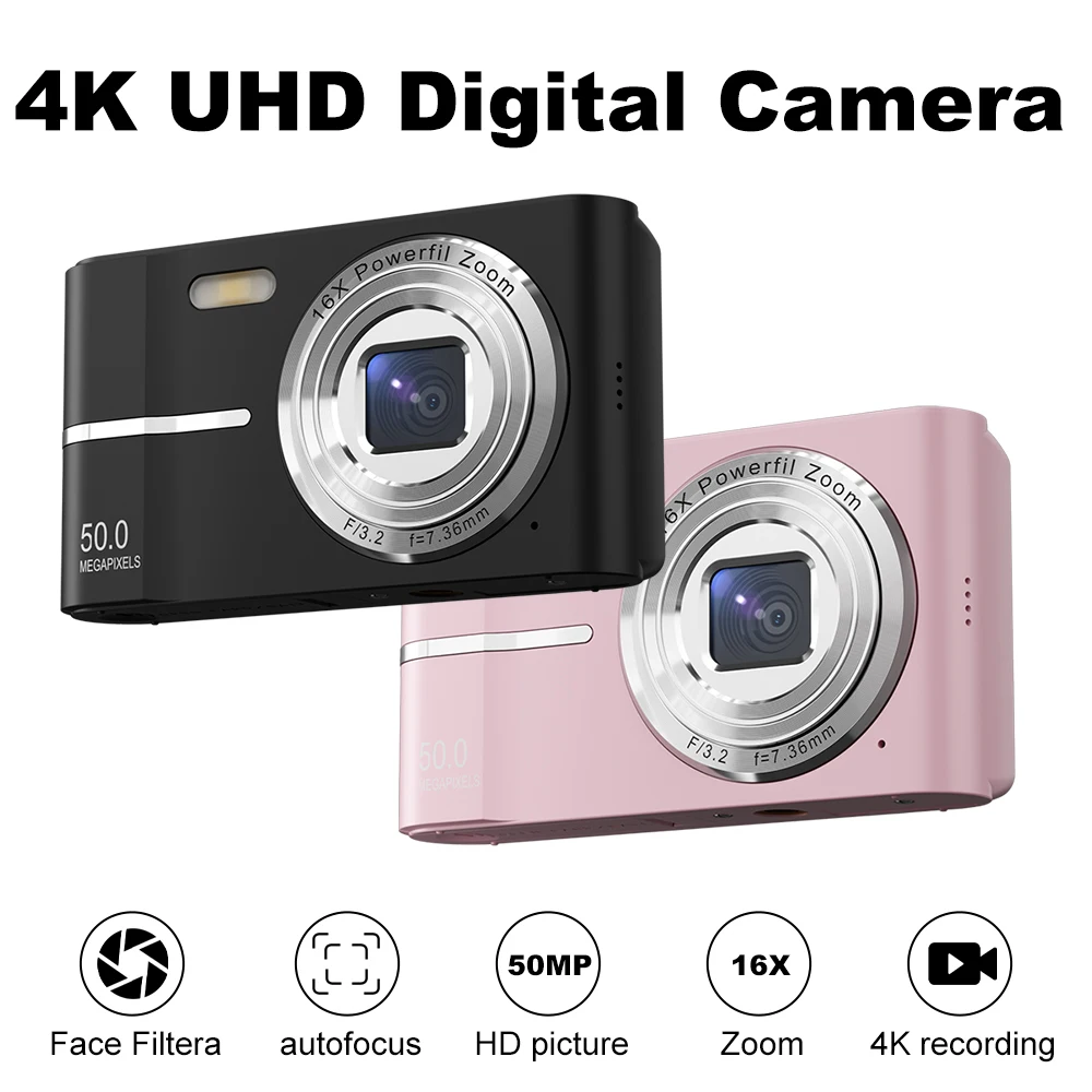 

Digital Camera Autofocus 50MP FHD 1080P Children Camera 16x Zoom Built-In Flash Video Cameras Birthday Gifts For Adults And Kids