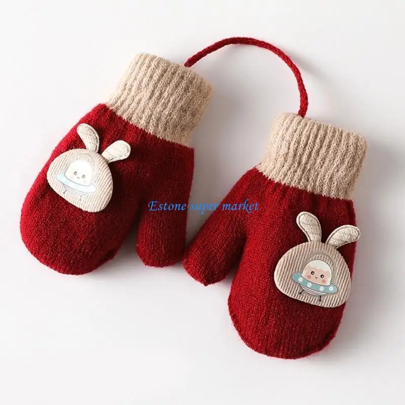 

090B Double-layer Thickening Warm Gloves for 0-3 Years Old Toddlers