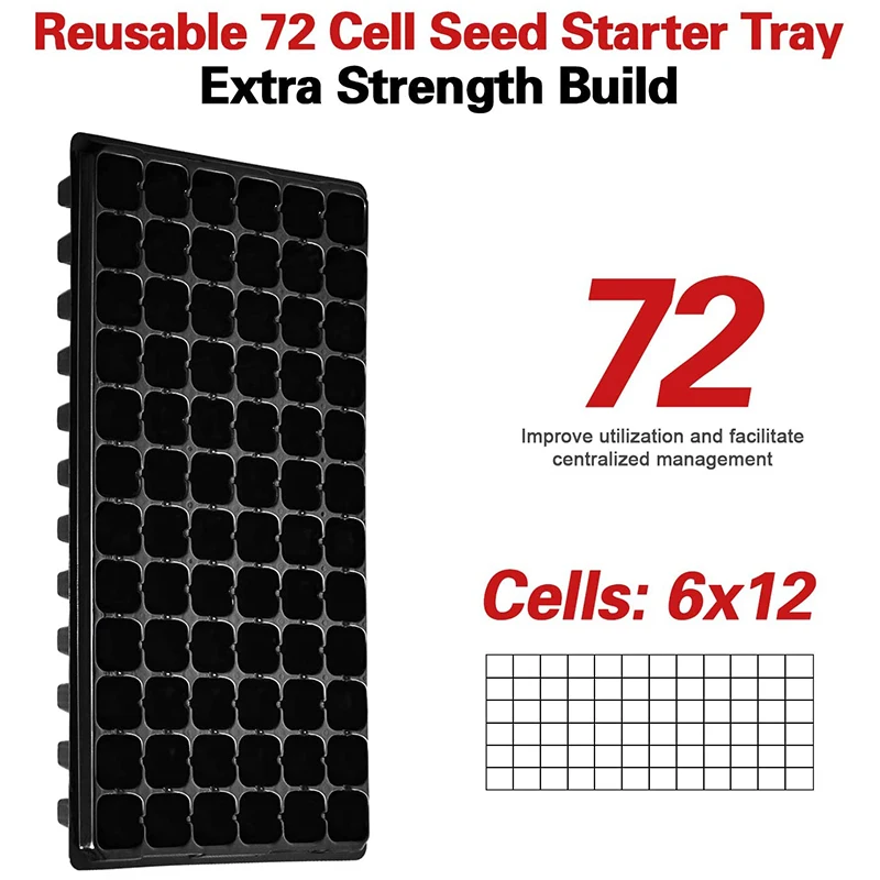 VELIF-10 Pack Seed Starter Tray, 72 Cell Seedling Trays With Drain Holes, Reusable Seed Starter Kit, Mini Propagator Plant