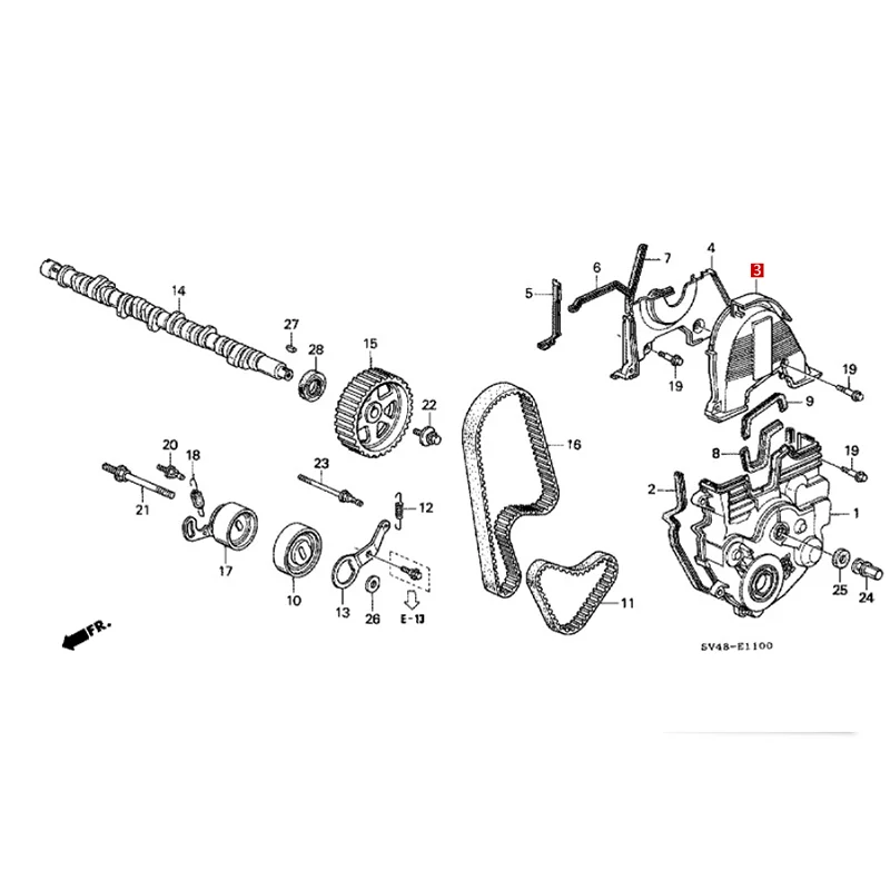 Ho nd a engine camshaft timing belt (L4) engine timing cover (top)   11820P0A000/11820-P0A-000/11820 P0A 000
