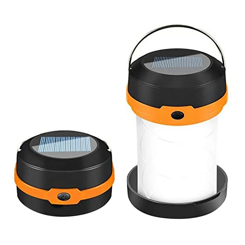 Portátil Solar Powered LED Camping lanterna, USB, dobrável, carregável, Caminhadas, Tenda, Caça