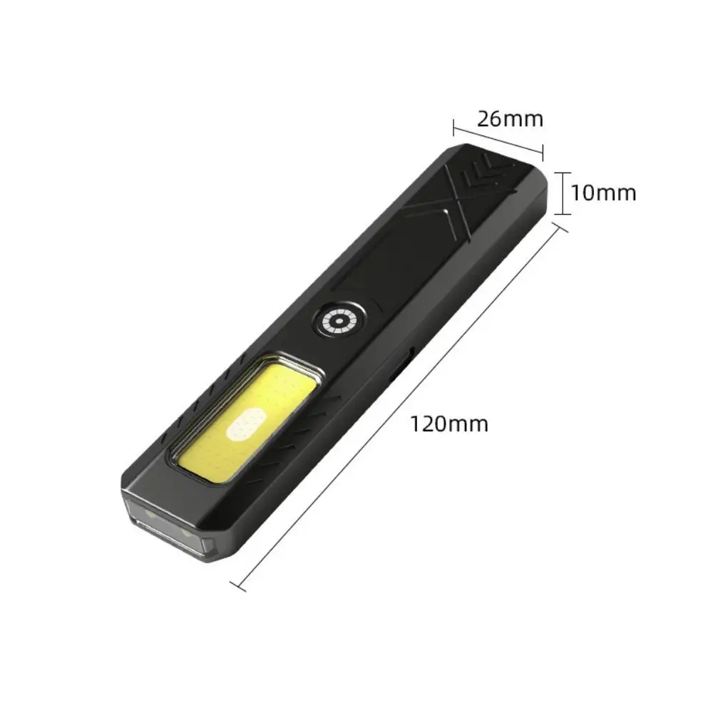 Rechargeable LED Keychain Flashlight with Magnet Ultra-thin Security Flashing Work Light Multifunctional Back Clip Design
