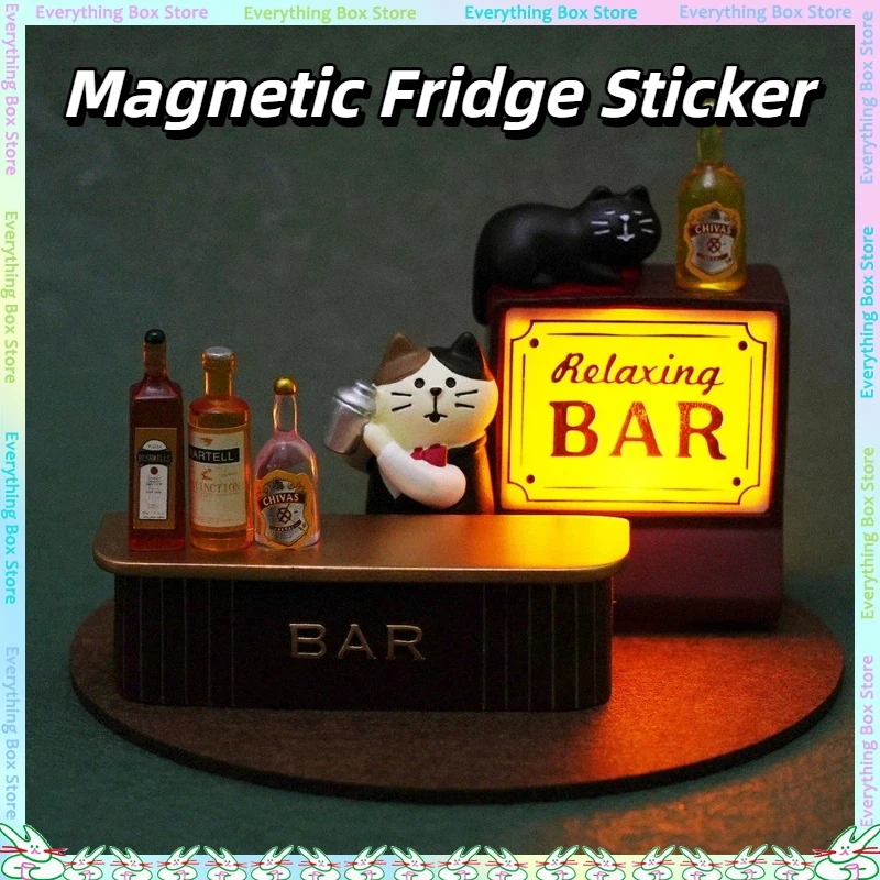 Luminous Magnetic Refrigerator Sticker Cute Cat Home Decoration Creative Atmosphere Decoration Coffee Shop Decoration