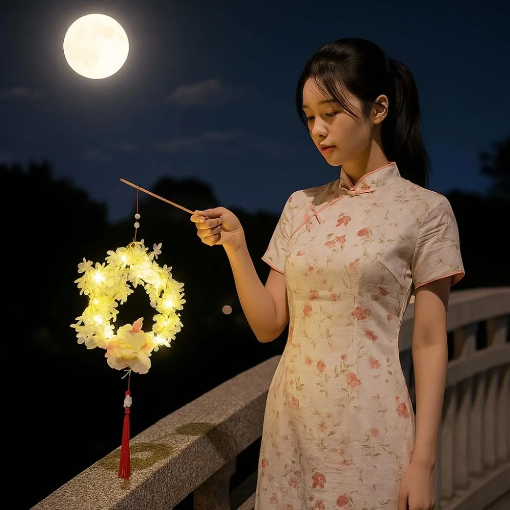 

Handmade Children's Rabbit Lantern Chinese Style Handheld Mid-Autumn Festival Lamp Glowing Blessings Feather Bunny Lamp