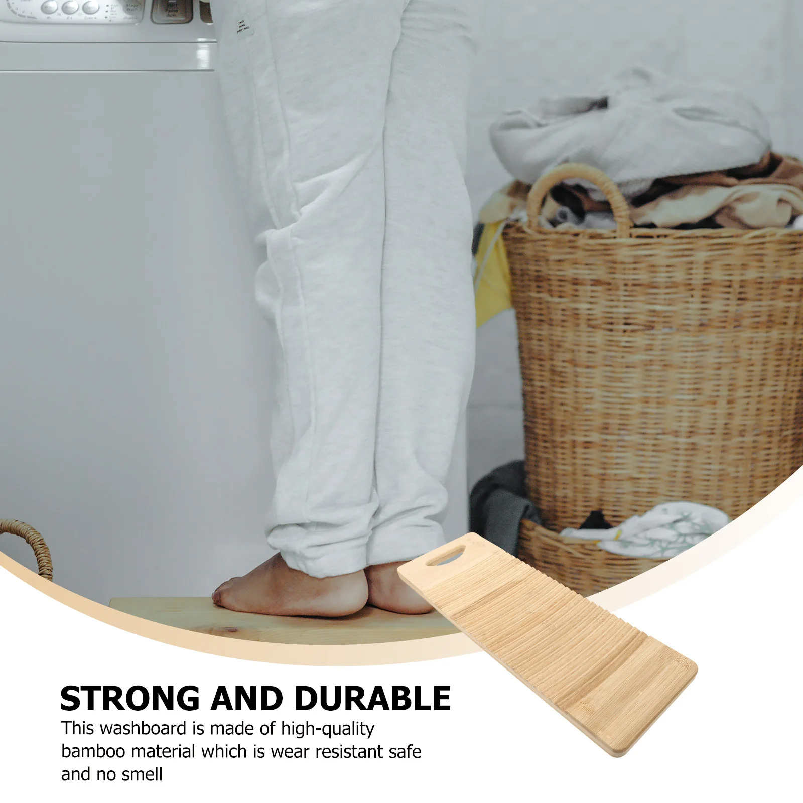 

Bamboo Washboard Wood Clothes Washing Board Three-Layer Thickened Wavy Surface Hand-Carried Design For Home Laundry Use