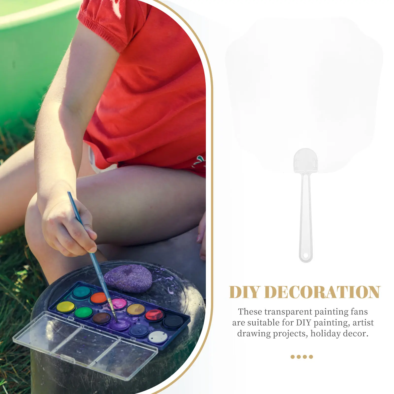 8Pcs Clear DIY Blank Hand Fans for Painting Drawing Art Projects Home Decor Living Room Bedroom Gift Crafting Supplies