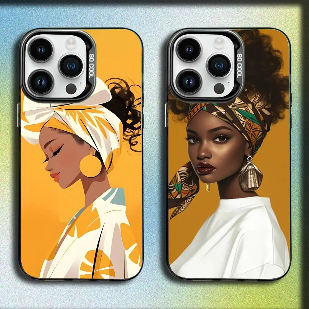 

Afro Girls Art Phone Case For iPhone 17,16,15,14,13,12,11,Pro,Max,Plus,E,SE4,Air,Mini Black IMD Box