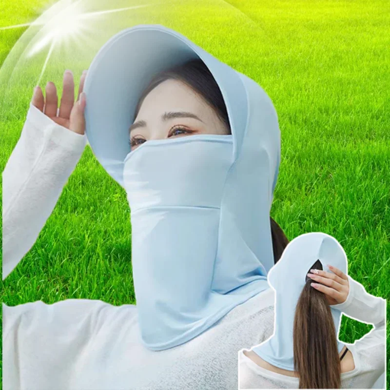 

New Summer Ice Silk UV Protection Sun Hat for Women Face Neck Cover Protector Outdoor Fishing Cycling Beach Foldable Visor Hats