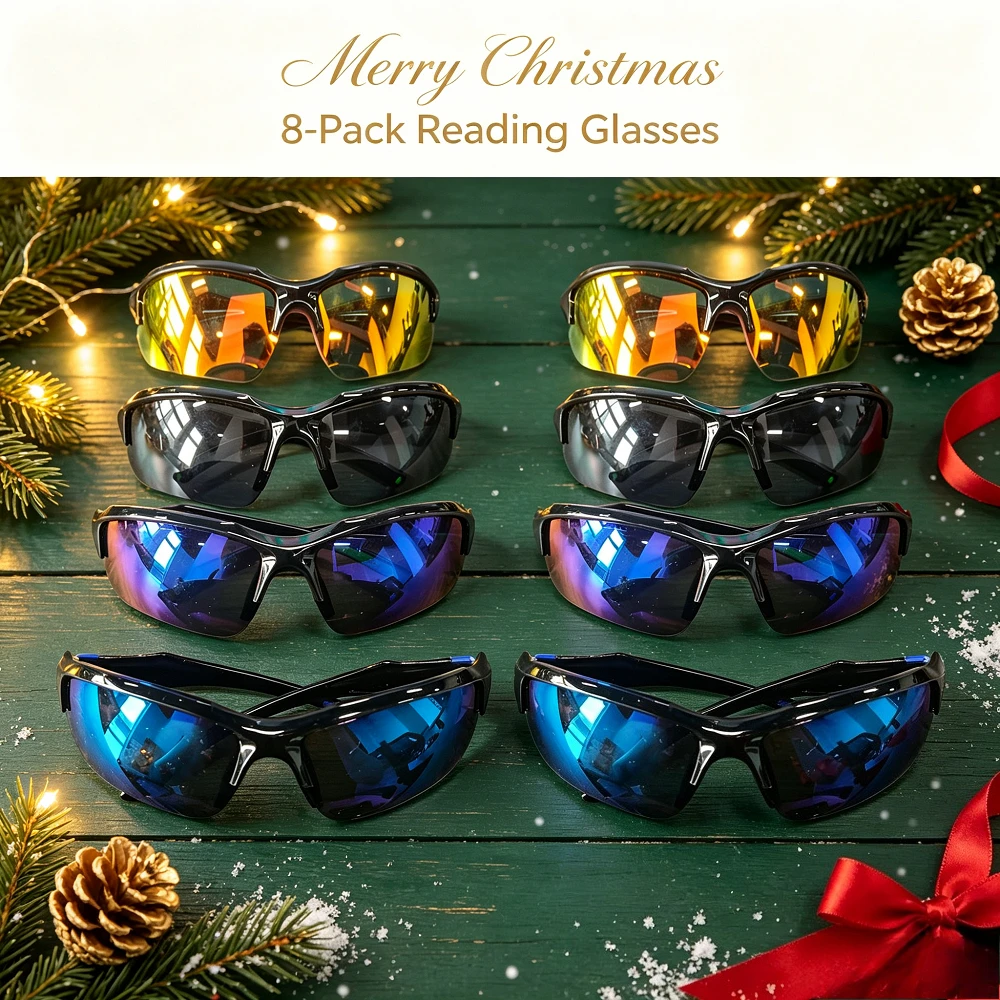 8-Piece YUKY Men's Polarized Fashion Sunglasses - Fitness, Running, Outdoor Glasses with TAC Polarized Lenses - Dream True Color Coating Multi-Color Optional, Random Frame Color, Recommended Christmas and Halloween Gifts