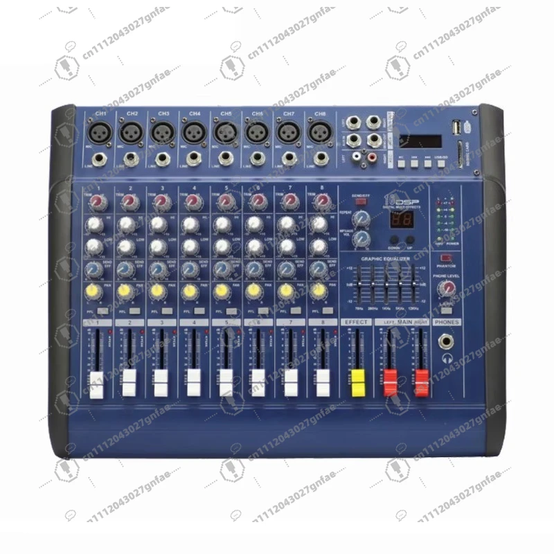 802D Professional Active 8-Channel USB Karaoke Mixer with 16 DSP Effects, Metal Structure, 5-Band EQ