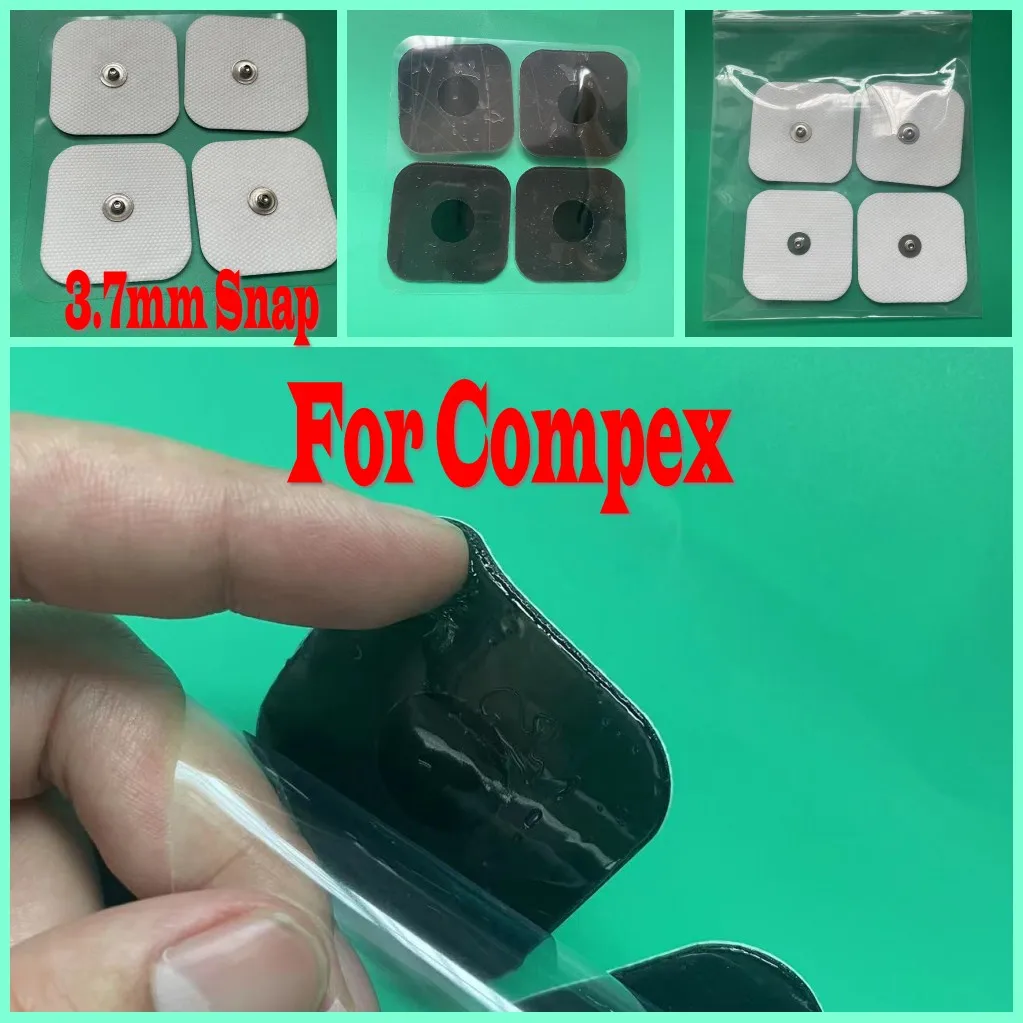 200pcs Reusable TENS/EMS Electrode Pads Square With 3.9mm / 3.7mm Snap Fits Healy  Compex Electrical Stimulation Beurer