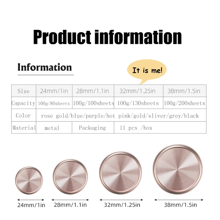 루즈 리프 금속 디스크 알루미늄 금속 골드 디스크 플래너 디스크 바인딩 링, 노트북 링, 사무실 액세서리, 32mm, 11 개
