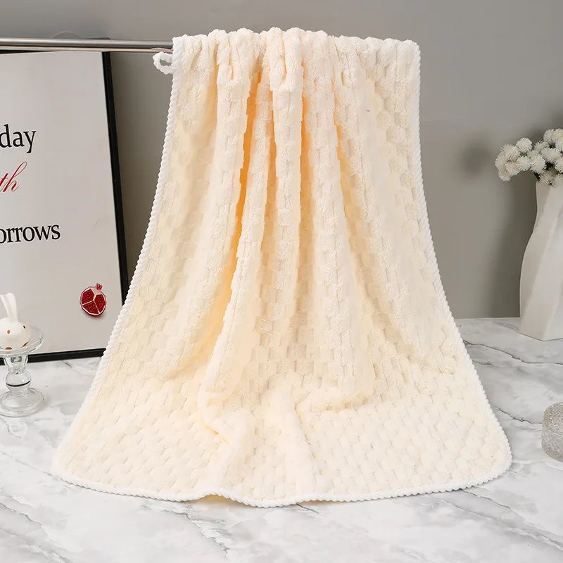 1 pcs  Soft Thickened Coral Fleece Face Towel  Water Absorption and Quick Drying Solid Color Hand Towel For Bathroom