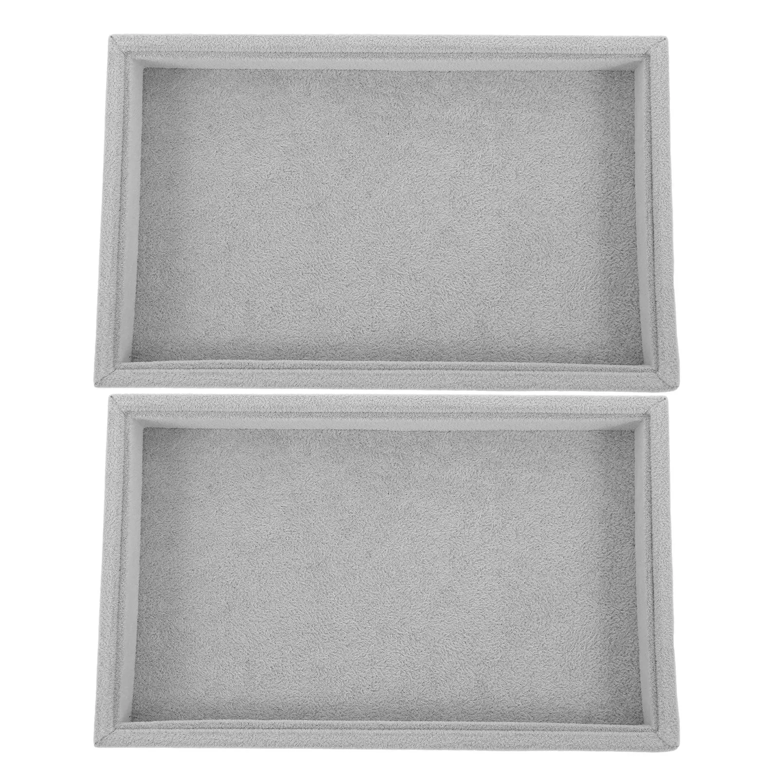 

Набор из 2-х компактных серых штабелируемых подносов для демонстрации украшений, плоский дизайн, для туалетного столика, органайзера, ящика, столешницы, розничной торговли