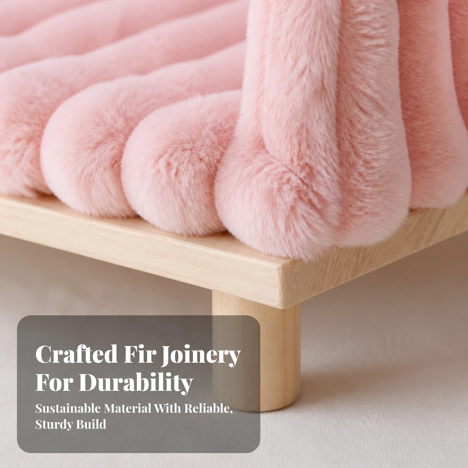 Rabbit Sofa Bed Comfortable Wooden Pet Bed with Cushion Small Animal Lounger Soft Furniture Padded for Rabbits, Indoor