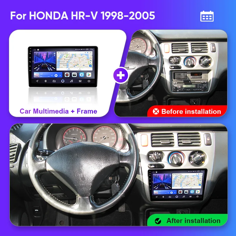 QSZN For Honda HR-V HRV 1998 - 2005 Car Radio 2K QLED Android 13 Multimedia Video Player GPS AI Voice CarPlay Auto Head Unit 4G