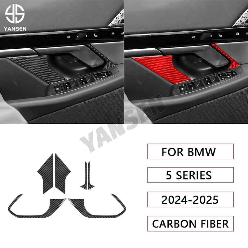 

Carbon Fiber For BMW 5 Series i5 G60 G68 2024 2025 Interior Door Inner Handle Panel Trim Cover Car Accessories Decal Sticker